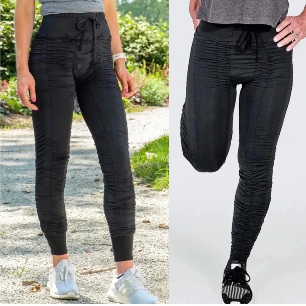 AGOGIE Wearable Resistance Band +20 Pants Black Leggings Drawstrings Women's L